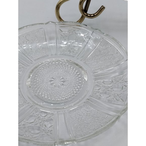 Small Plates Saucers Clear Glass Cut Daisey and Cane  Malaysian Marked Set of 3 - Picture 8 of 13